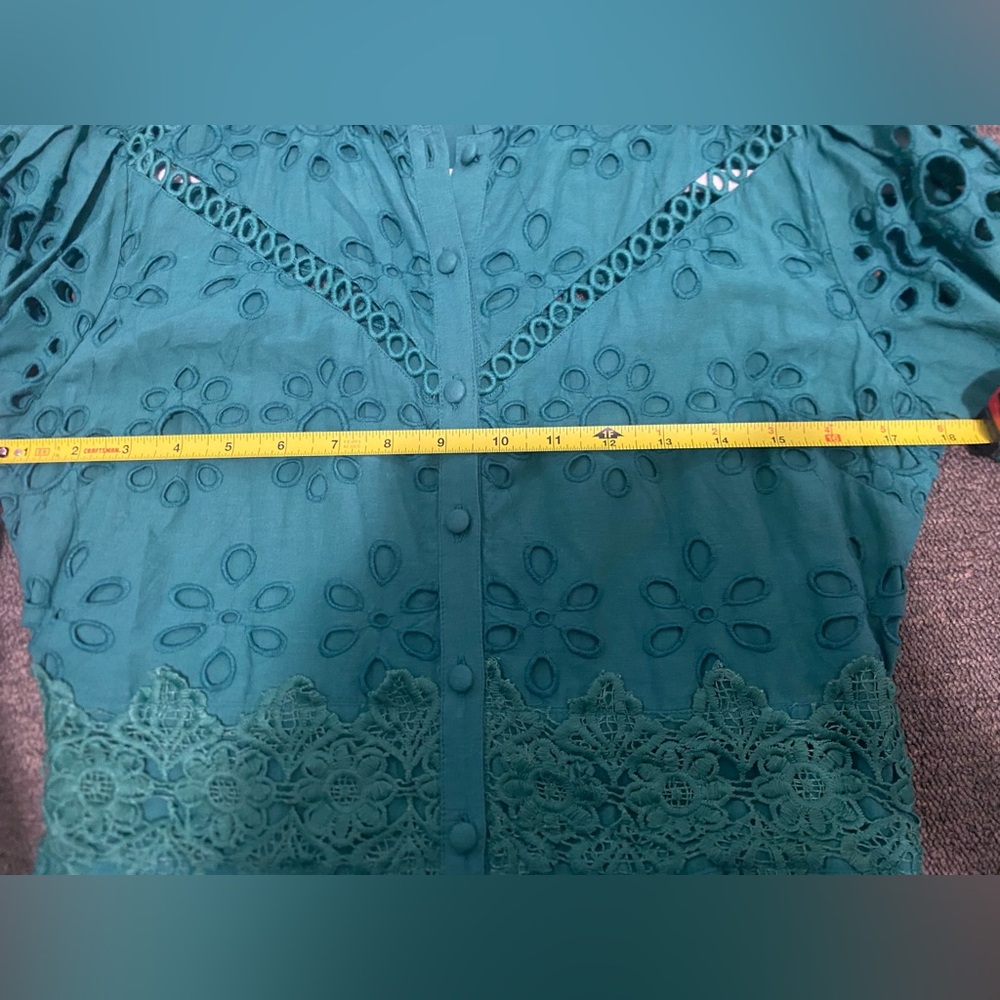 Karen Millen Teal Embroidered Long Sleeve Dress - Picture 8 of 9